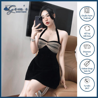 Váy/ đầm cúp ngực nhung mịn phối lưới sexy