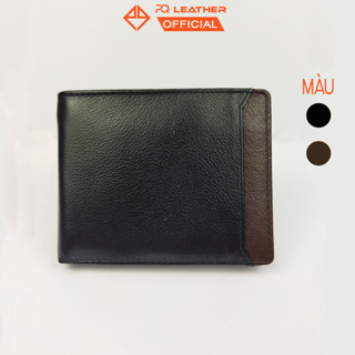 Ví nam da bò Nappa hạt phối màu đen-nâu-phối da Saffiano cao cấp PQ Leather PV16 - Bảo hành 12 tháng