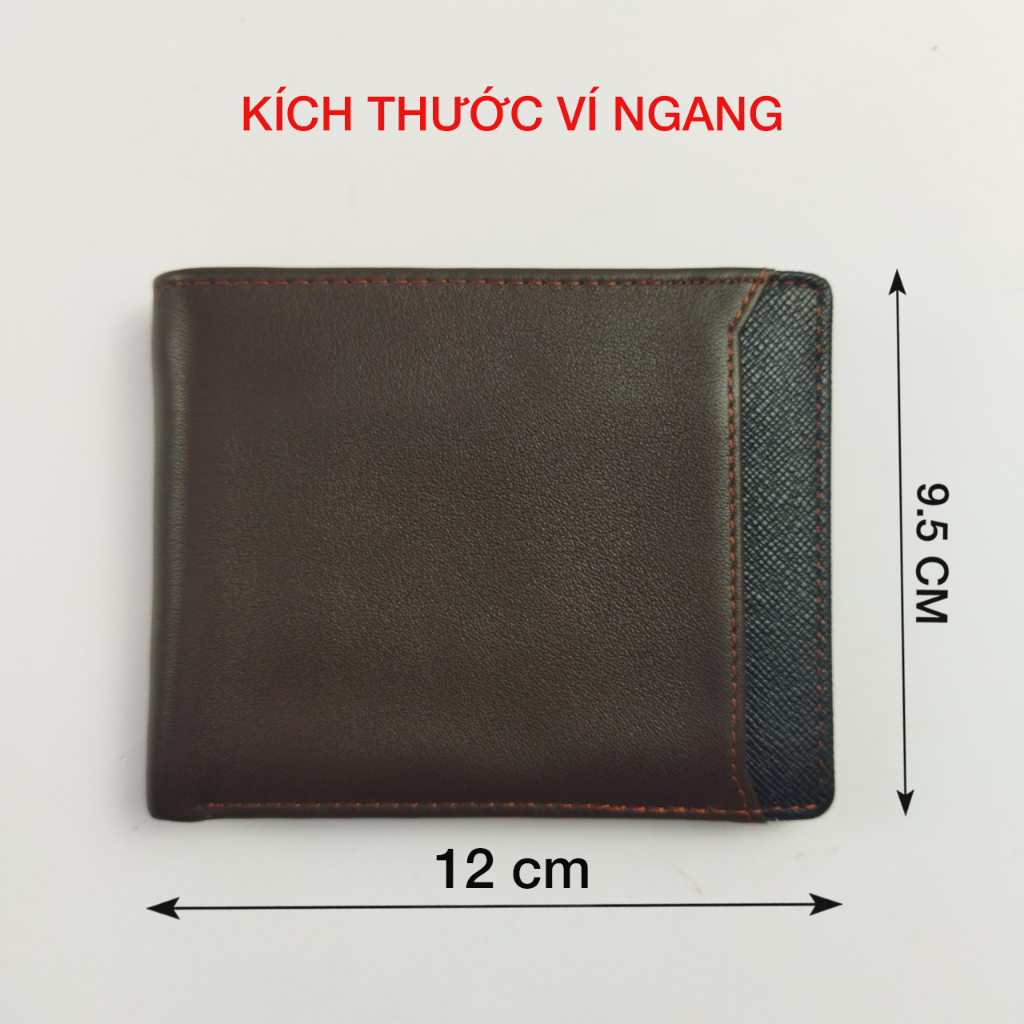 Ví nam da bò Nappa hạt phối màu đen-nâu-phối da Saffiano cao cấp PQ Leather PV16 - Bảo hành 12 tháng
