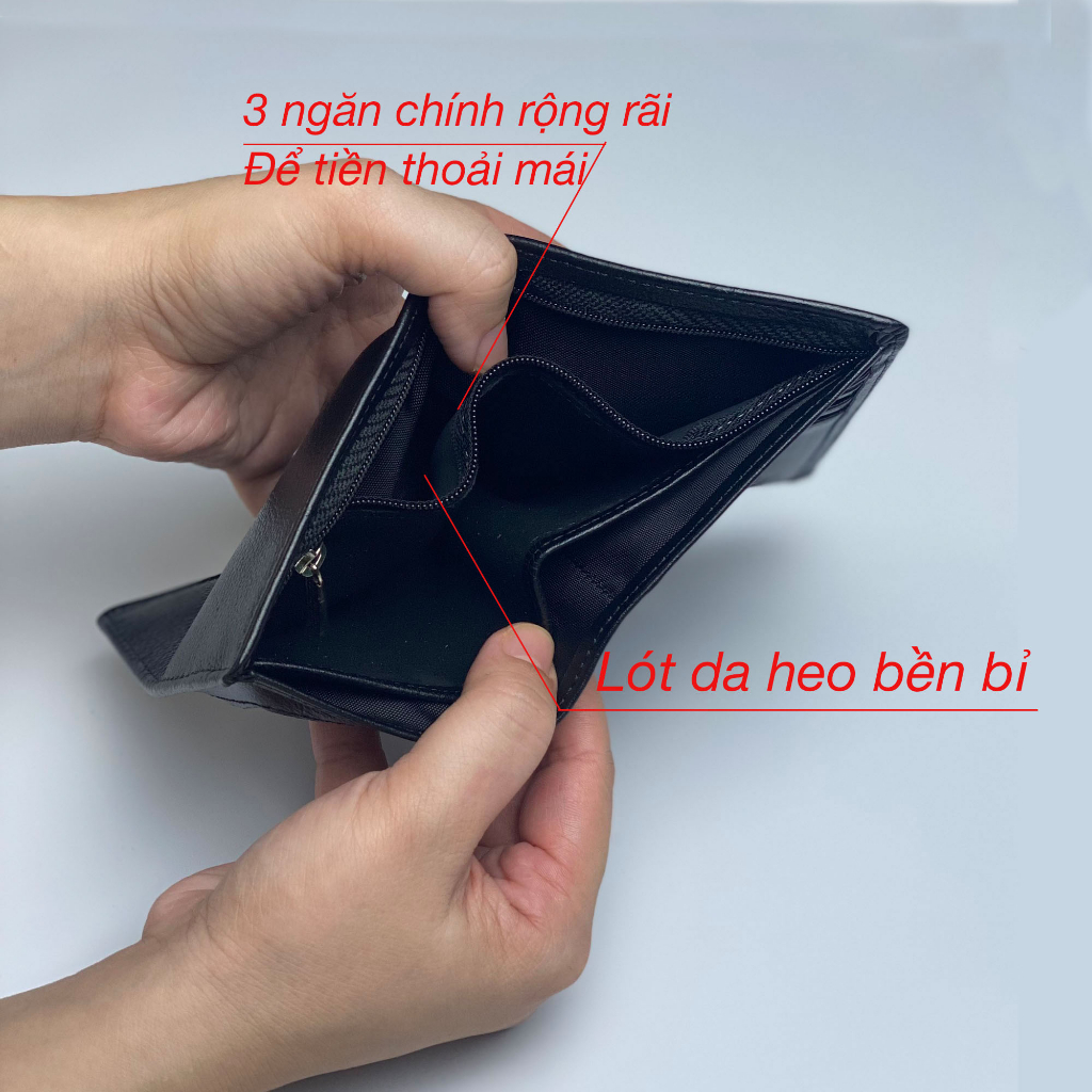 Ví nam da bò Nappa hạt phối màu đen-nâu-phối da Saffiano cao cấp PQ Leather PV16 - Bảo hành 12 tháng