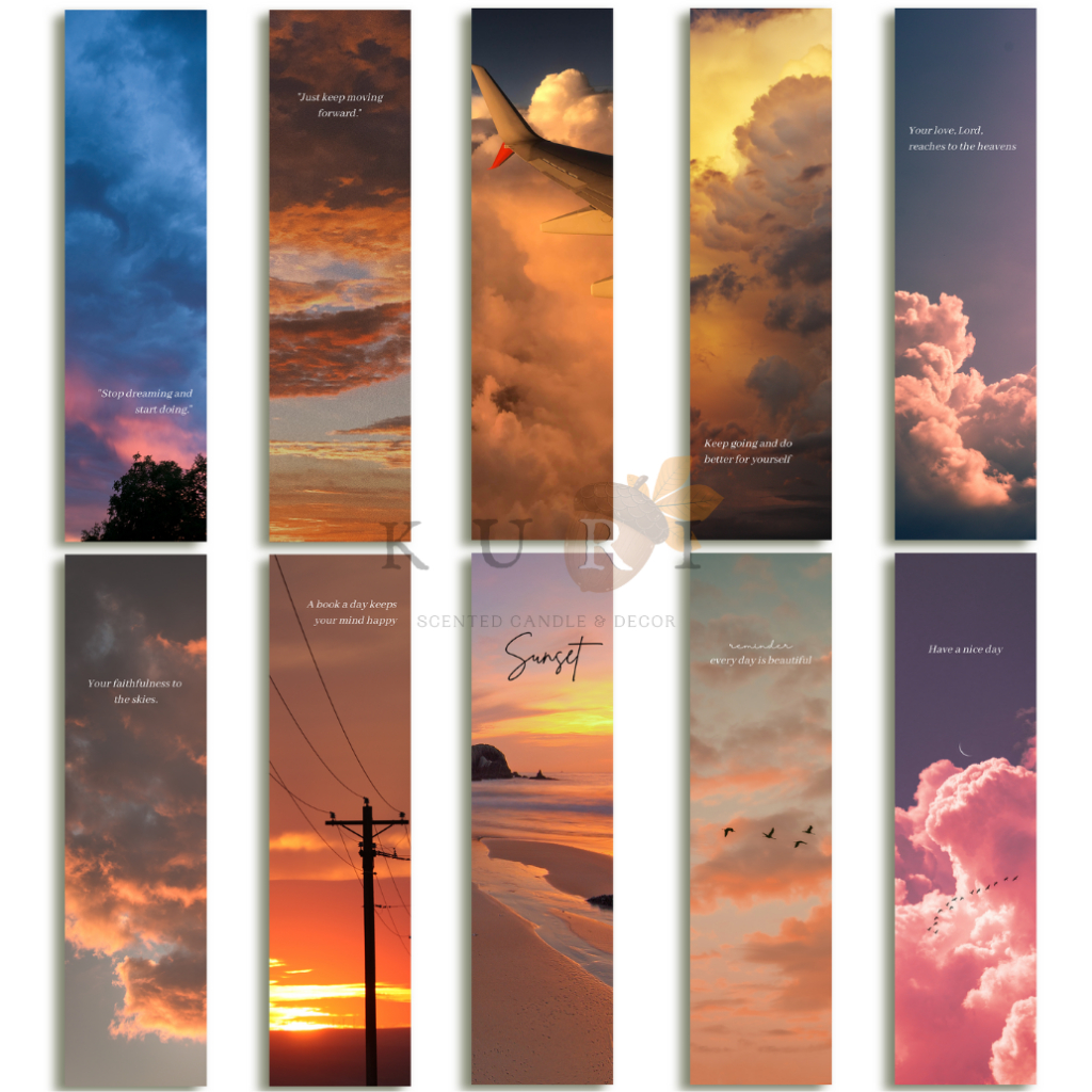 Bookmark bộ sưu tập bầu trời aesthetic, bookmark kẹp sách, watercolor, đánh dấu trang