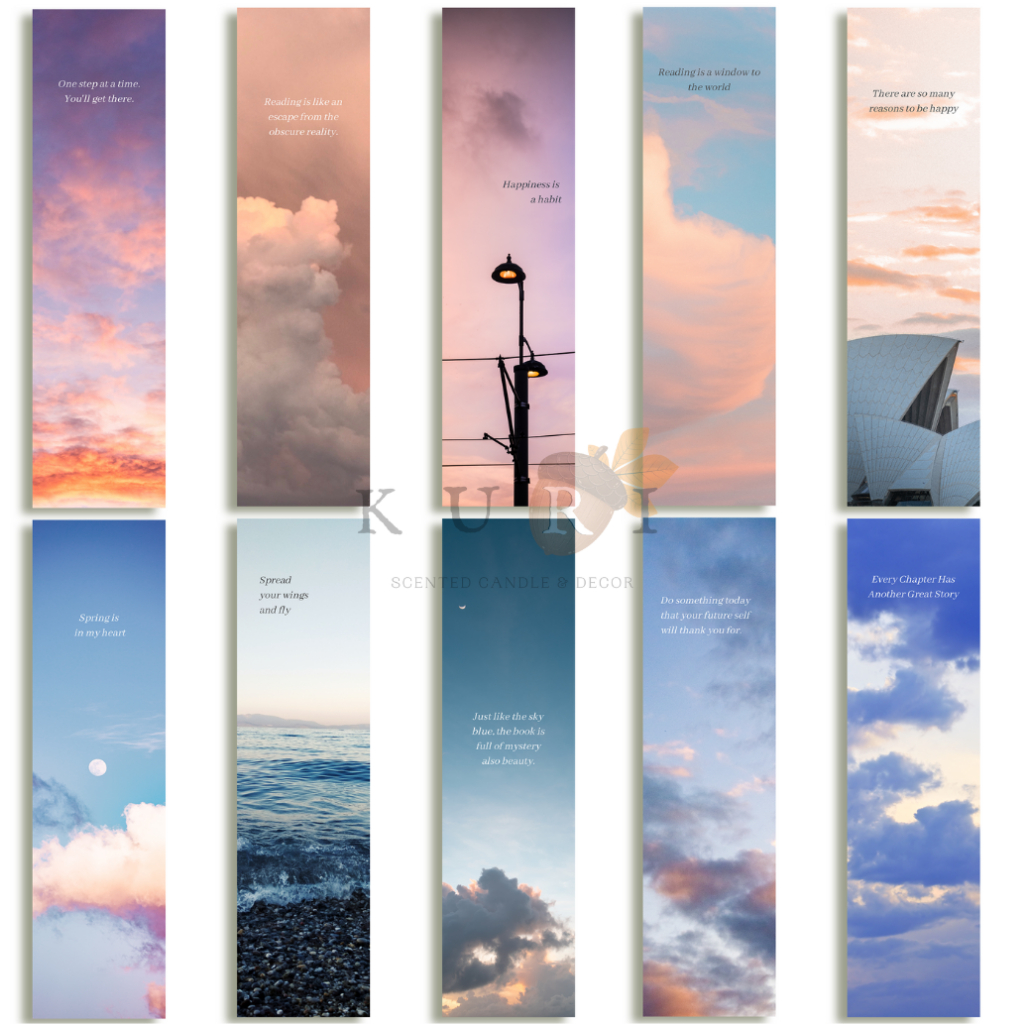 Bookmark bộ sưu tập bầu trời aesthetic, bookmark kẹp sách, watercolor, đánh dấu trang