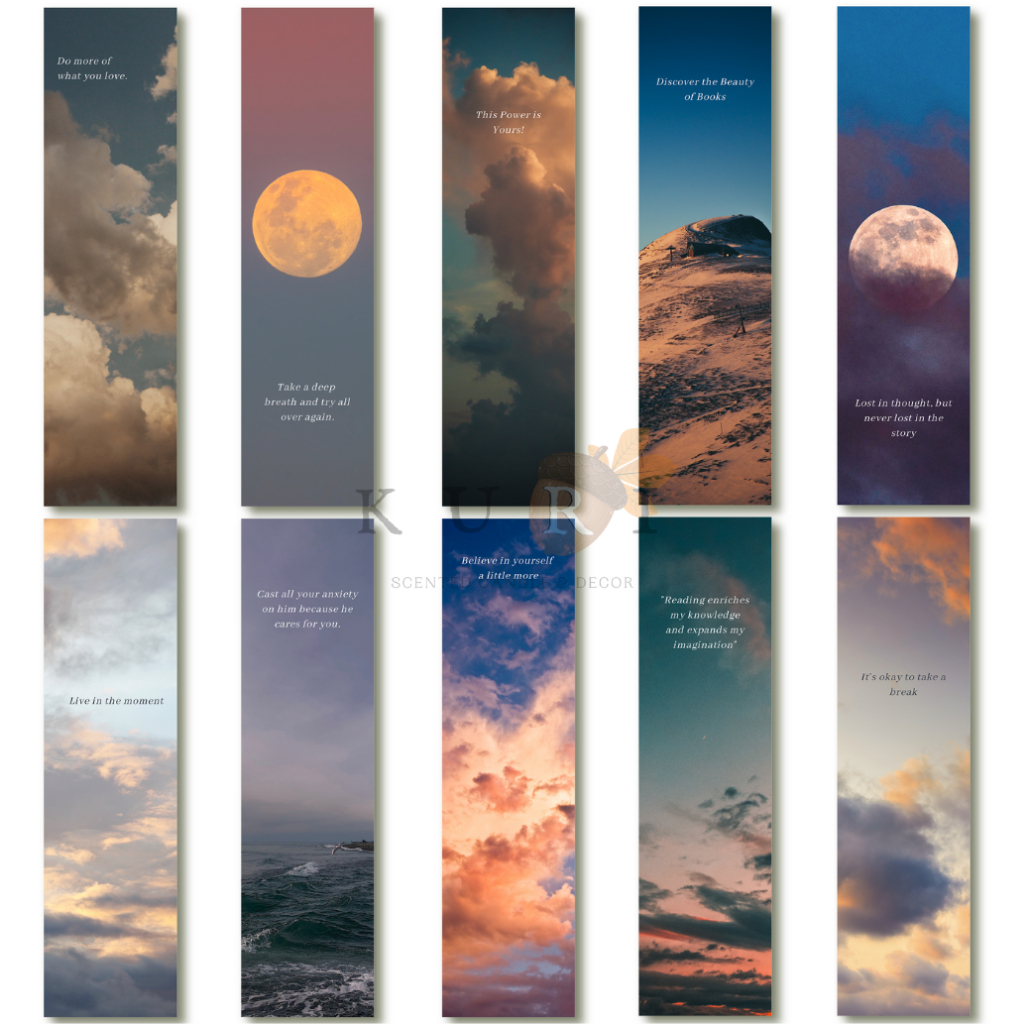 Bookmark bộ sưu tập bầu trời aesthetic, bookmark kẹp sách, watercolor, đánh dấu trang