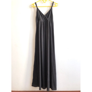 2HAND - ĐẦM DÂY BABYDOLL DÁNG DÀI MÀU XÁM ĐẬM VINTAGE