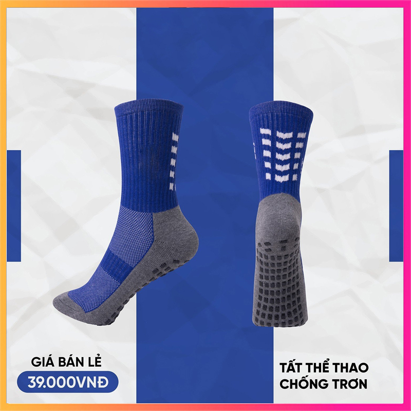 Tất chống trơn đá bóng màu trắng, Vớ đá banh chống trơn đế xám, ôm chân chuyên dùng cho thể thao. Có sỉ.