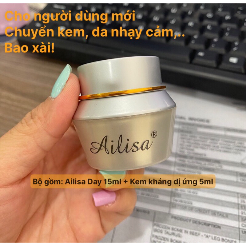 Bộ kem ngày Ailisa 15ml + kem kháng 5ml trắng da, xoá thâm nám, sạch mụn