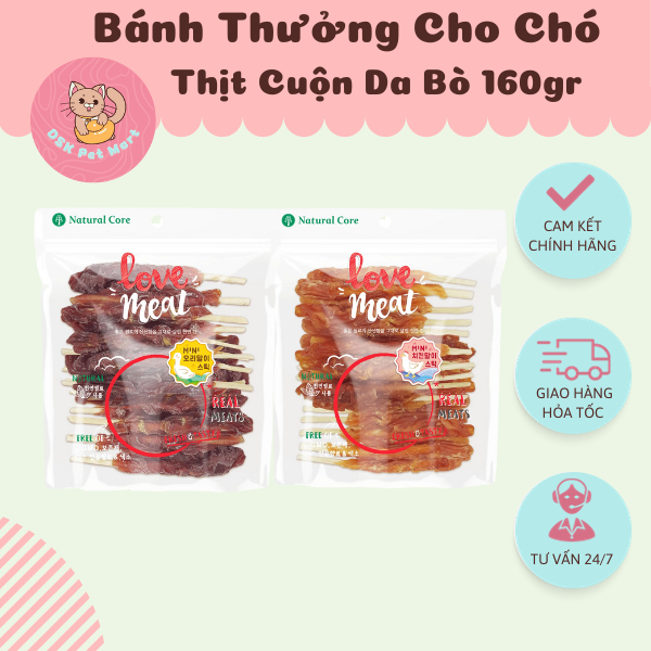 Snack Thịt Cuộn Da Bò Cho Chó - Natural Core 160gr