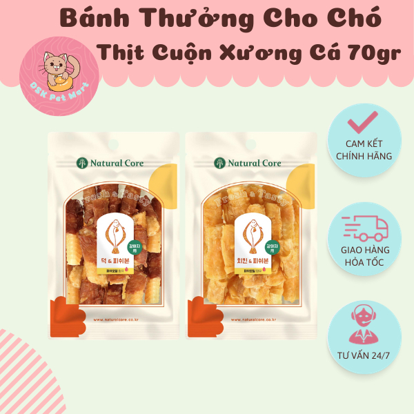 Snack Thịt Cuộn Xương Cá Cho Chó - Natural Core 70gr