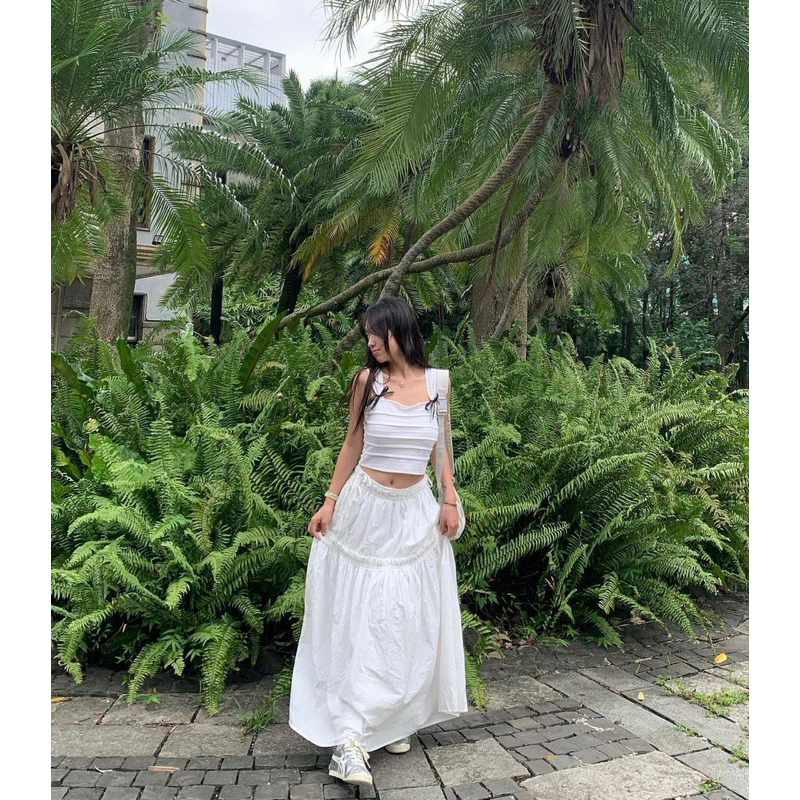 Ruly.studio - Chân váy 2 tầng trắng cột eo