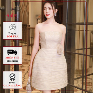 [ANH'S] Đầm tiệc nữ cúp ngực tafta phối voan kim tuyến đính hoa ELEGANT DRESS