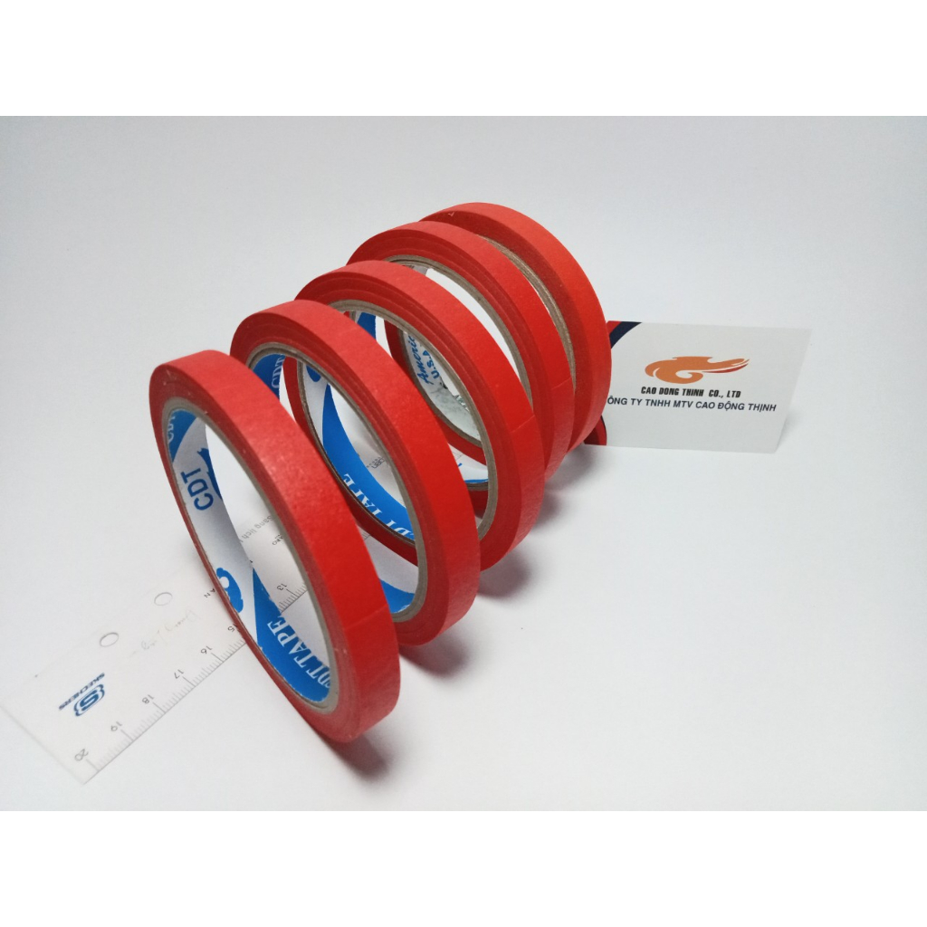 COMBO siêu tiết kiệm 5 cuộn băng keo giấy màu xanh,đỏ rộng 12MM x 50Y,màu sắc tươi sáng,dùng trong văn phòng,hội họa...