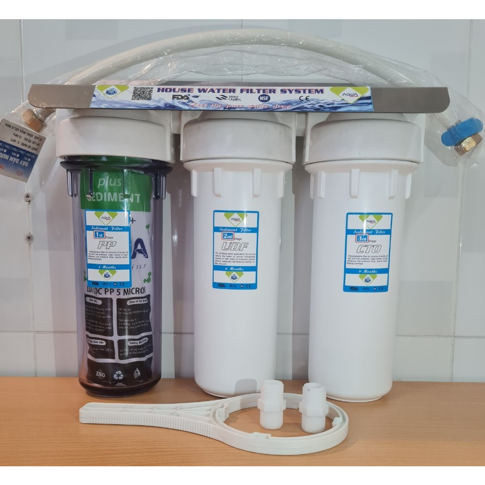 Bộ lọc nước tại vòi 3 cấp 10in + đầy đủ phụ kiện