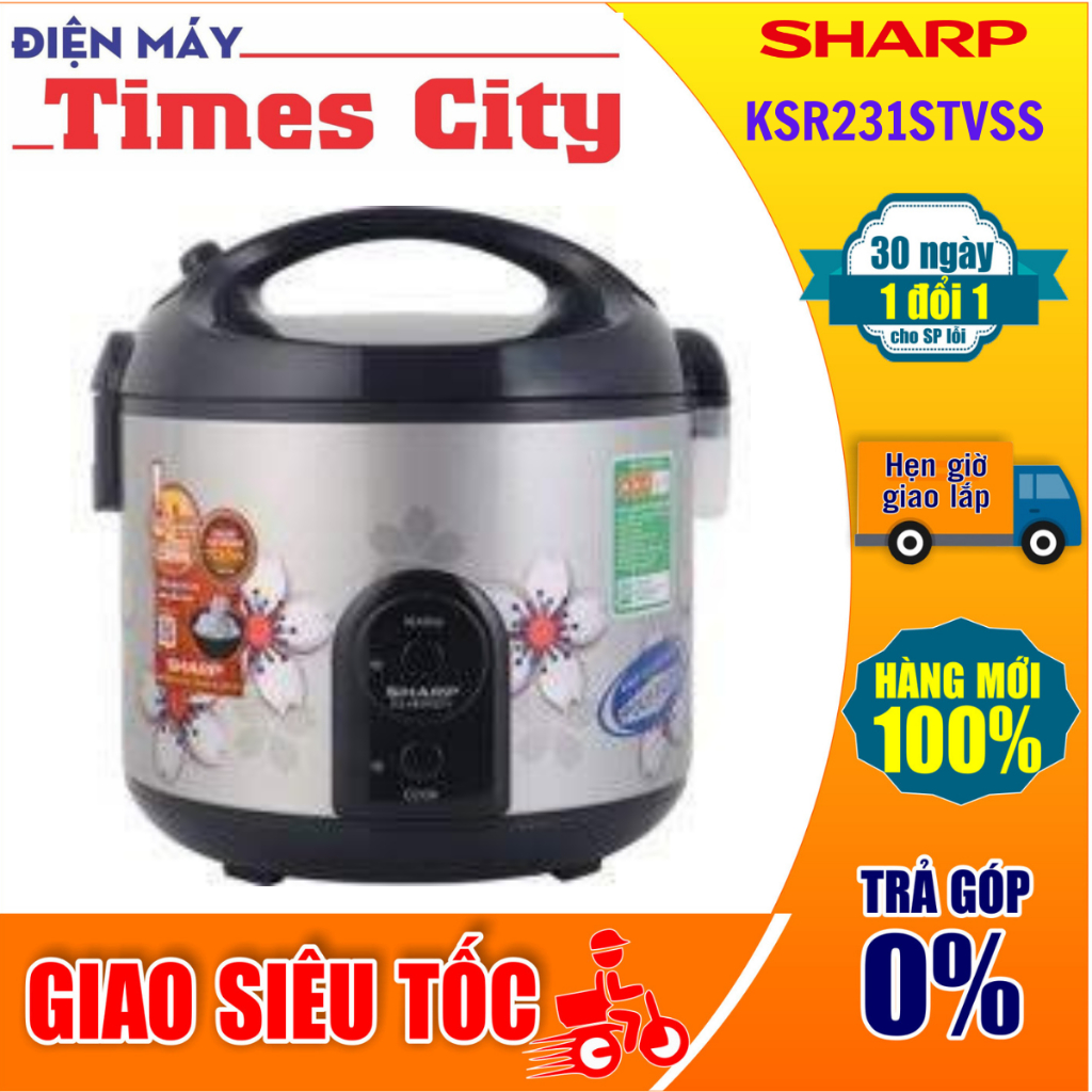 Nồi Cơm Điện Nắp Gài Sharp KSR231STVSS 2.2L