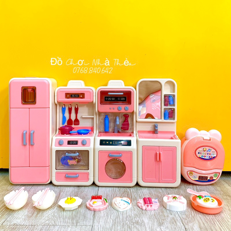 Đồ chơi nhà bếp nấu ăn cho bé màu hồng siêu đáng yêu cho bé gái