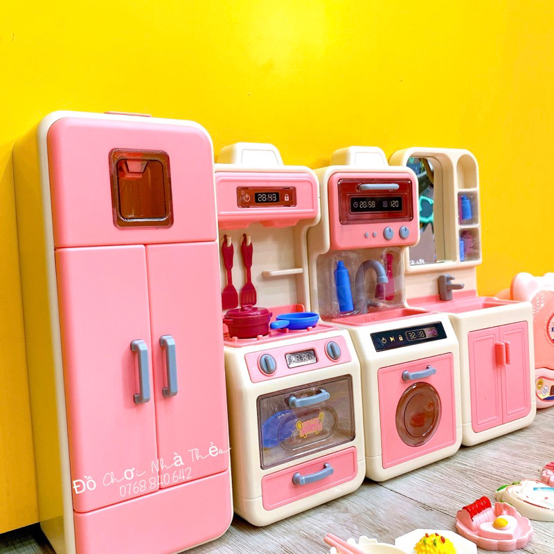Đồ chơi nhà bếp nấu ăn cho bé màu hồng siêu đáng yêu cho bé gái