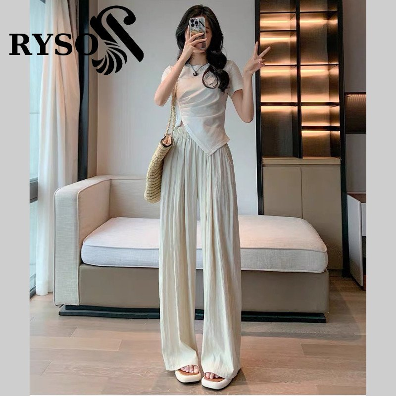 Quần Gió Ống Rộng Cạp Chun RYSO FASHION Mát Chất Đũi Nhăn Cao Cấp