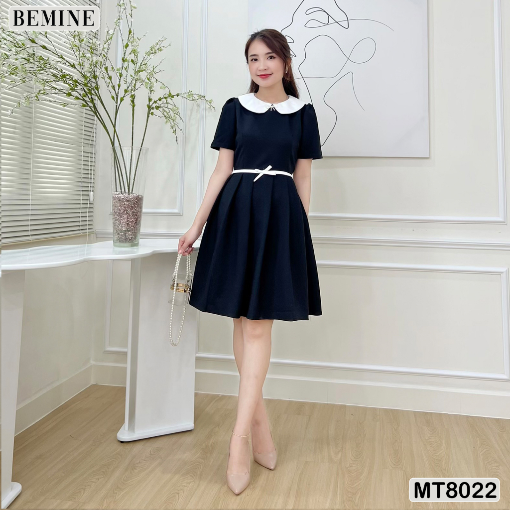 Đầm cổ sen ngắn tay tùng xếp ly BEMINE MT8022