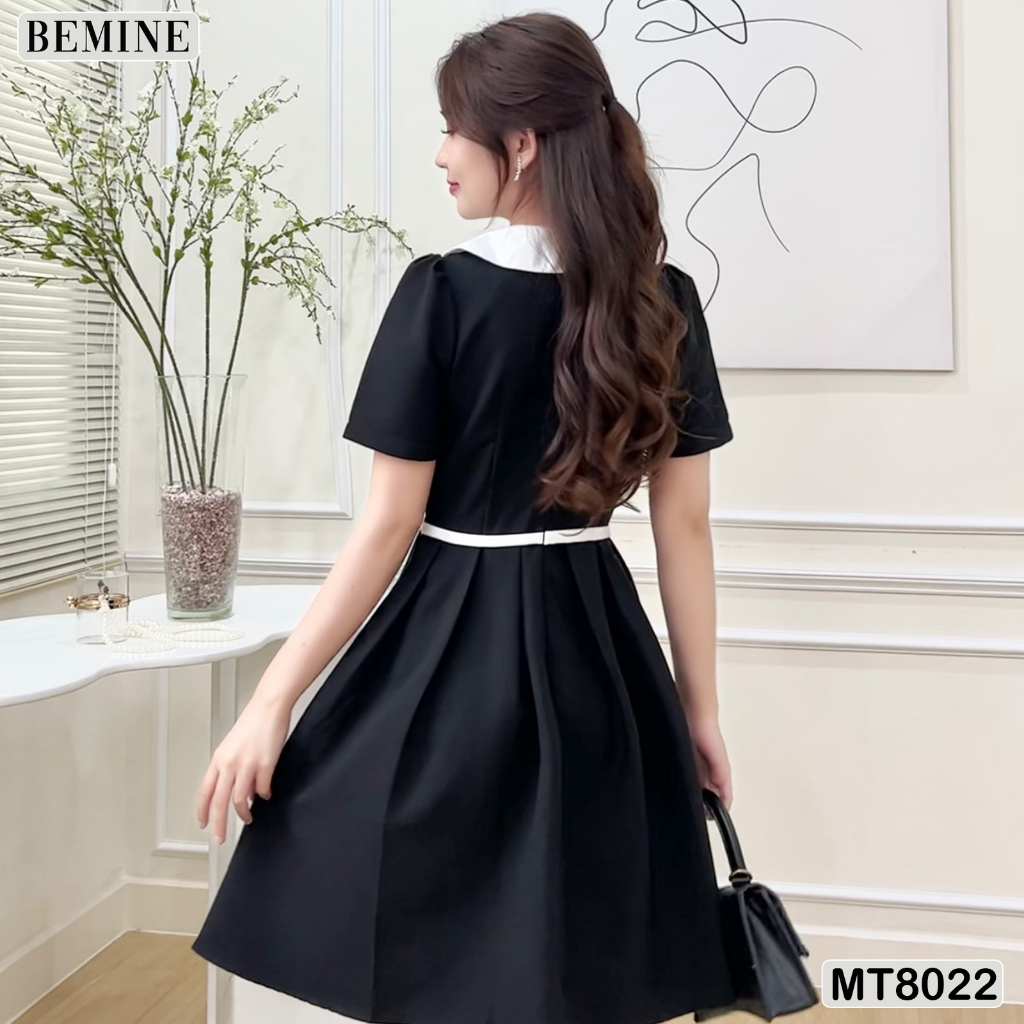 Đầm cổ sen ngắn tay tùng xếp ly BEMINE MT8022