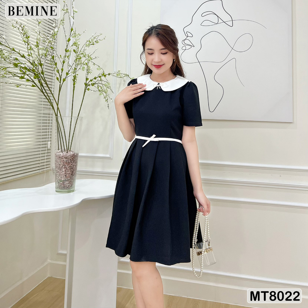 Đầm cổ sen ngắn tay tùng xếp ly BEMINE MT8022