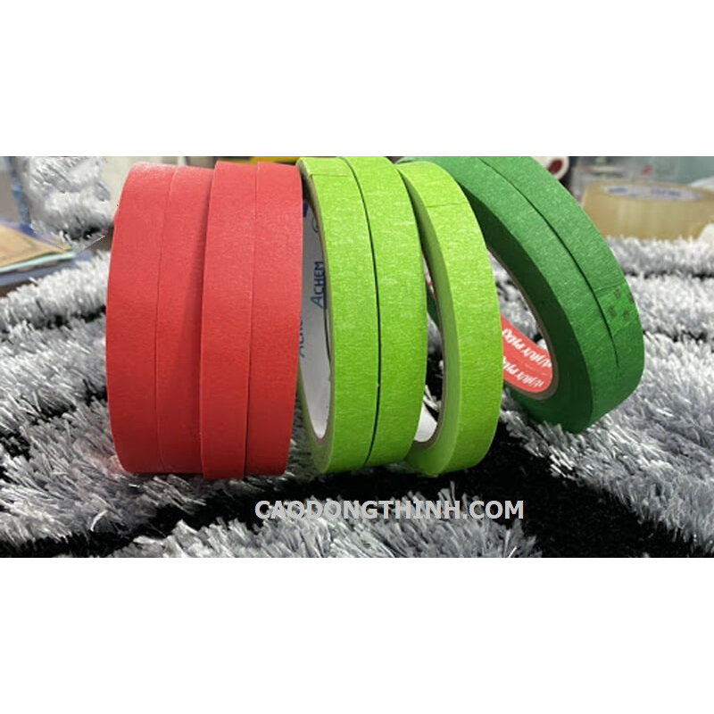 COMBO siêu tiết kiệm 5 cuộn băng keo giấy màu xanh,đỏ rộng 12MM x 50Y,màu sắc tươi sáng,dùng trong văn phòng,hội họa...