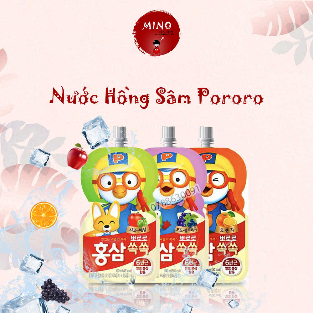 Nước Hồng Sâm Trái Cây Pororo Paldo Hàn Quốc 100ml  mn