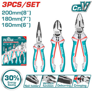 Bộ 3 kìm răng, cắt và mũi dài total tht2k0301s. ttt