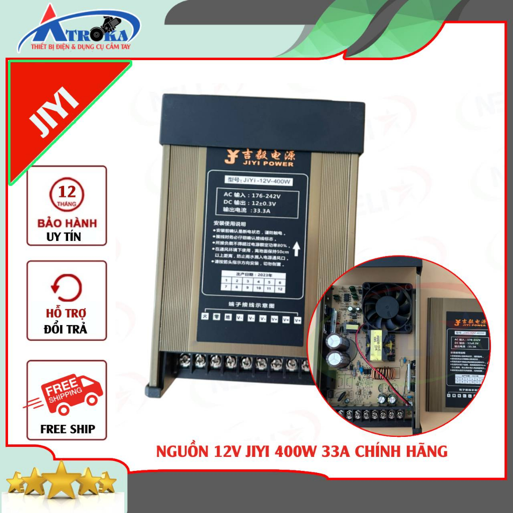 Nguồn JIYI 12V 400W 33a, nguồn 12v chính hãng, atroka