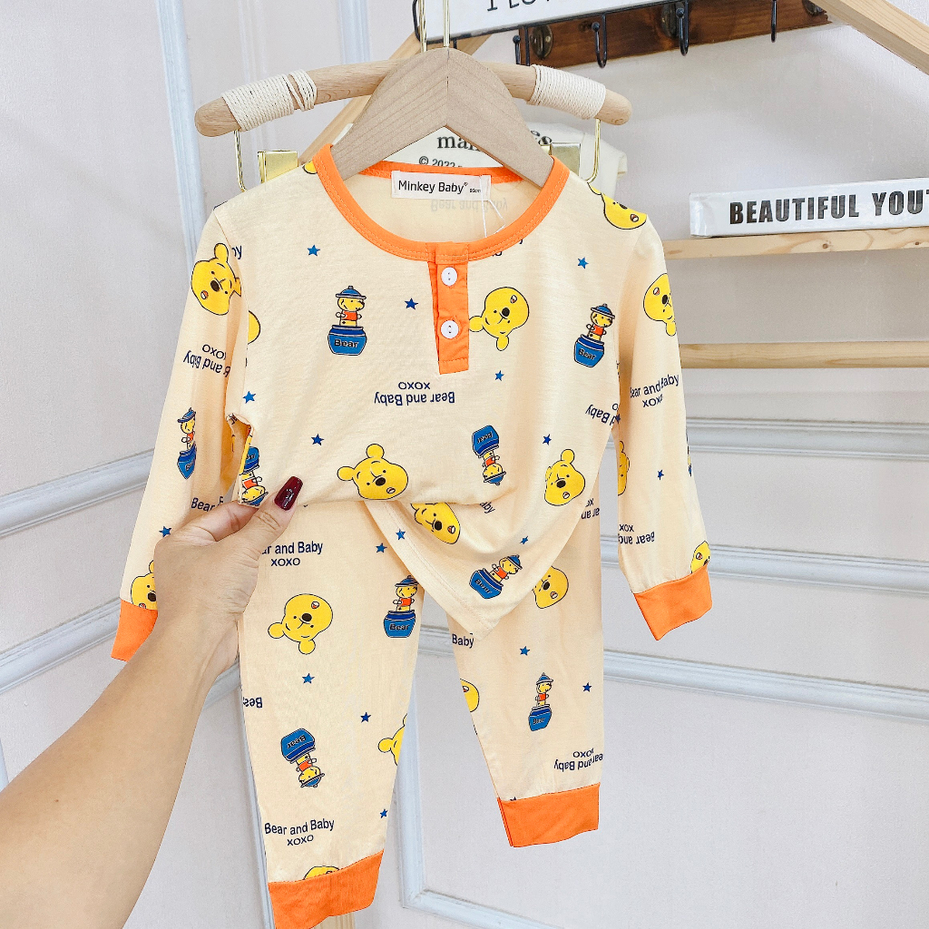 Bộ Dài Tay In Hình Toàn Thân  Icon Khủng Long, Gấu Dâu Dễ Thương Cho Bé.Đồ Bộ cho Bé,Đồ ngủ cho bé,