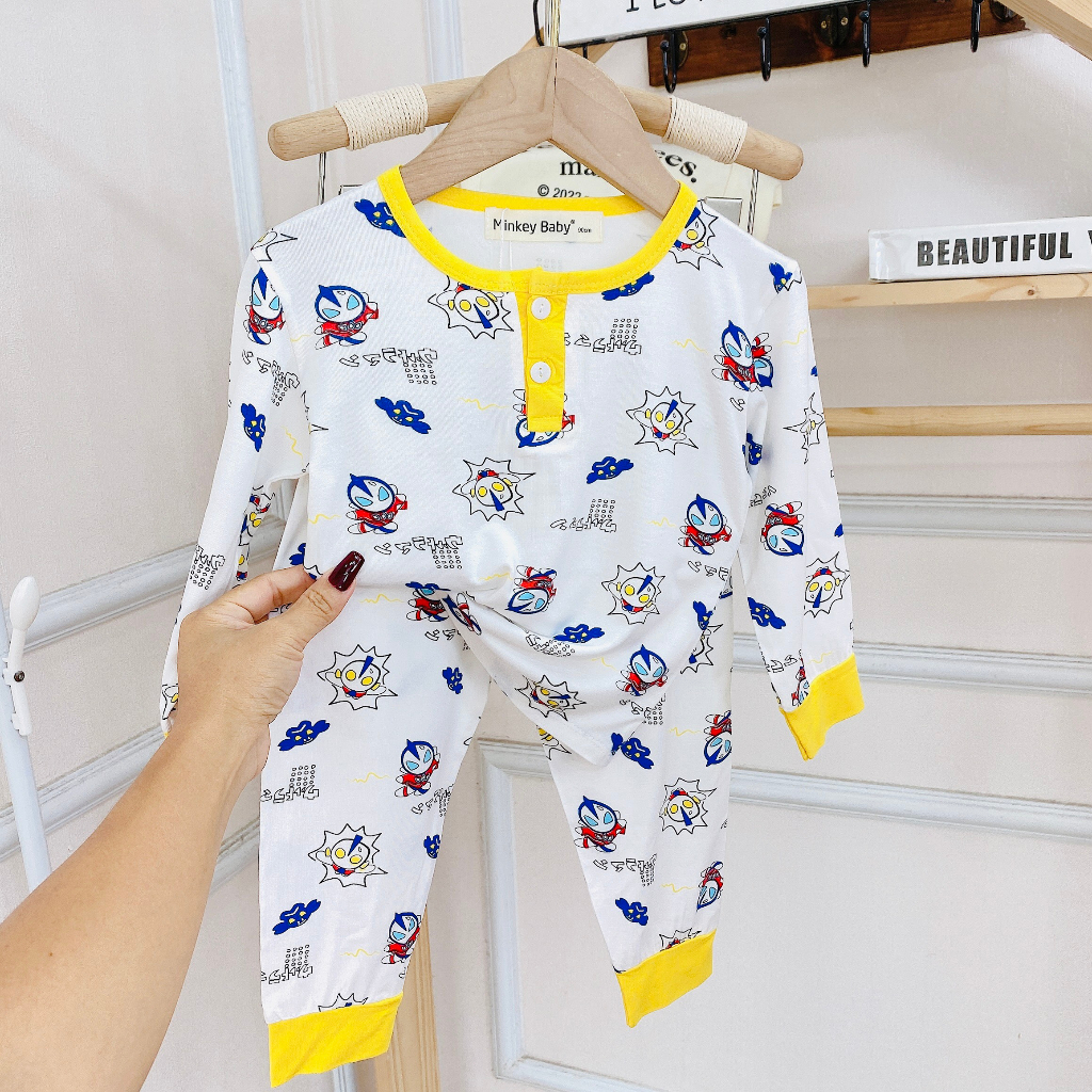 Bộ Dài Tay In Hình Toàn Thân  Icon Khủng Long, Gấu Dâu Dễ Thương Cho Bé.Đồ Bộ cho Bé,Đồ ngủ cho bé,