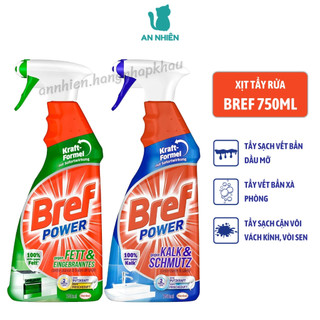 Xịt tẩy rửa đa năng Bref Power 750ml của Đức, tẩy cặn canxi trên inox, vách kính, vòi sen
