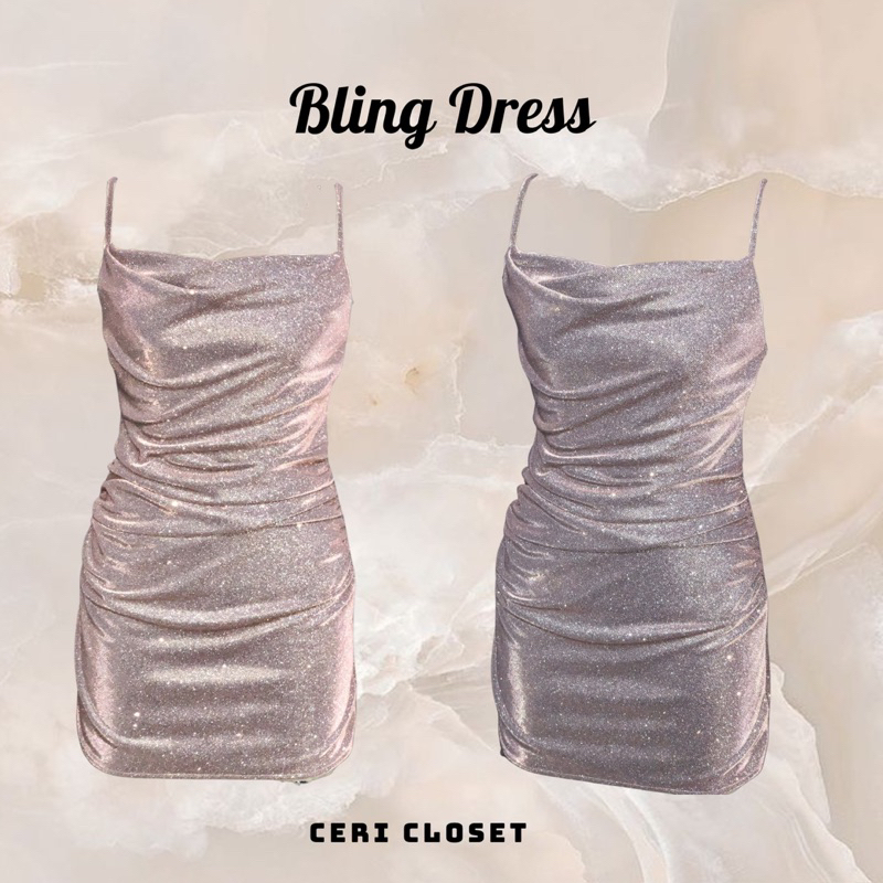 Đầm body 2 dây BLING DRESS sexy dáng ôm kim tuyến lấp lánh phù hợp đi tiệc- D08 CERI CLOSET