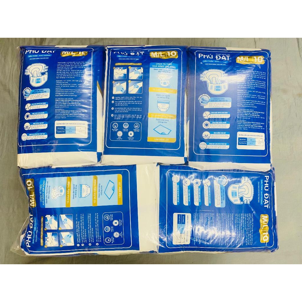 (Sỉ 50 miếng) Tã già Phú Đạt ML10 XL10 Có vách chống tràn  #bỉm phú đạt #bỉm già phú đạt #tã già phú đạt #phú đạt #merzy