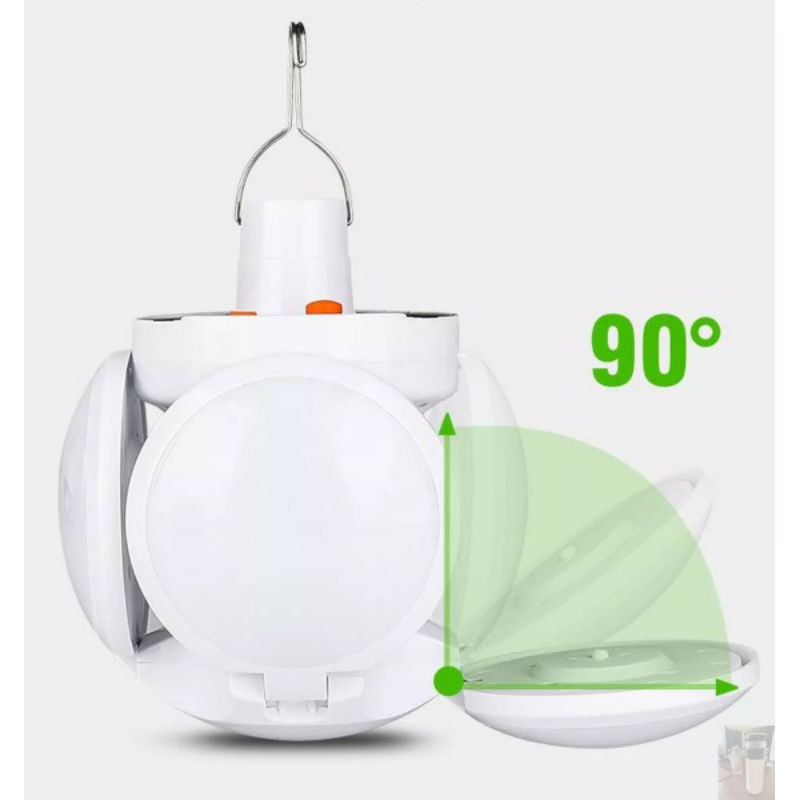 Đèn tích điện có tấm năng lượng mặt trời 4 cánh xo 40w Bóng đèn led tích điện có sạc có