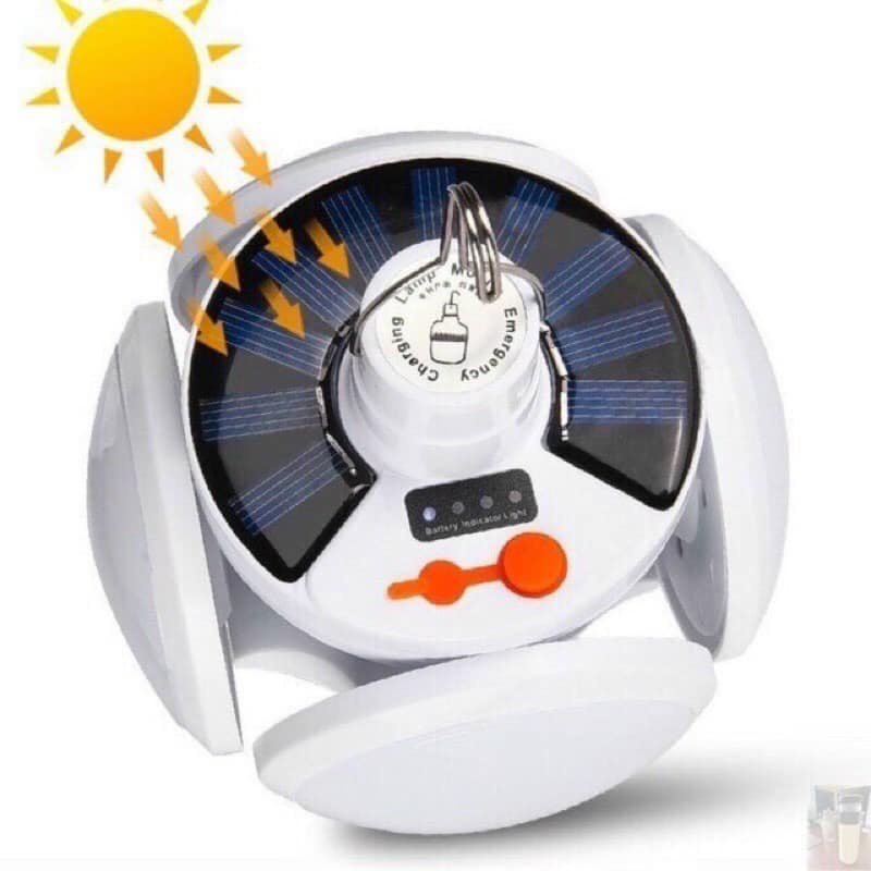 Đèn tích điện có tấm năng lượng mặt trời 4 cánh xo 40w Bóng đèn led tích điện có sạc có