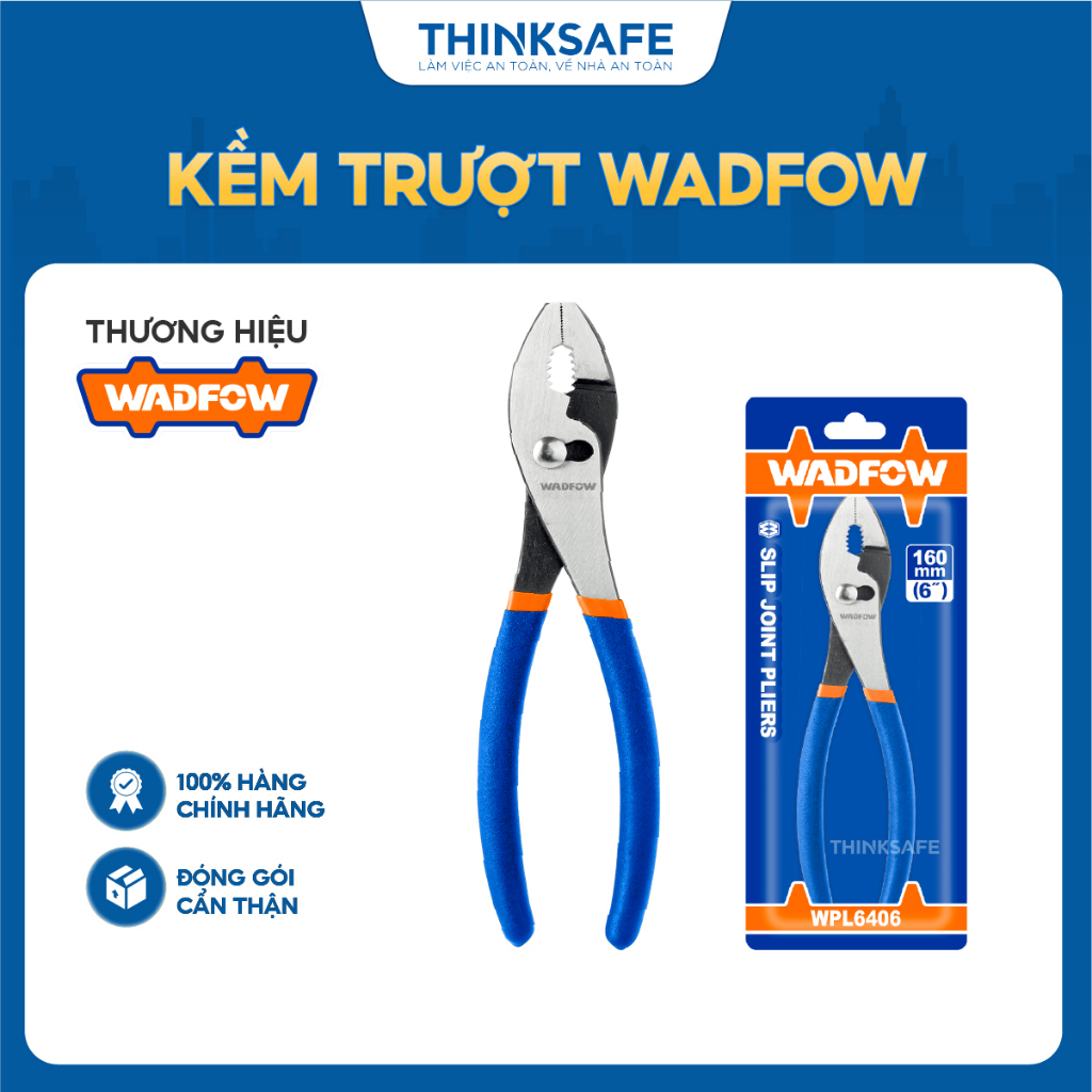 Kềm trượt Wadfow WPL6406 WPL6408 6inch 8inch tay cầm nhựa đầu kềm phủ dầu bóng chống gỉ kìm cầm tay Wadfow chính hãng