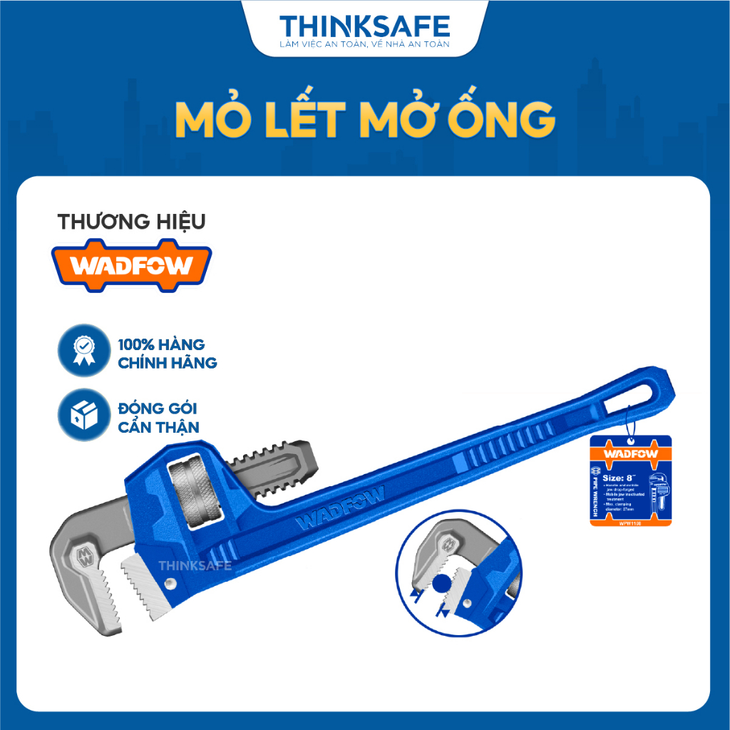 Mỏ lết mở ống Wadfow nhiều kích thước đầu răng kềm rèn bằng thép carbon chất lượng cao đinh tán rắn dụng cụ chính hãng