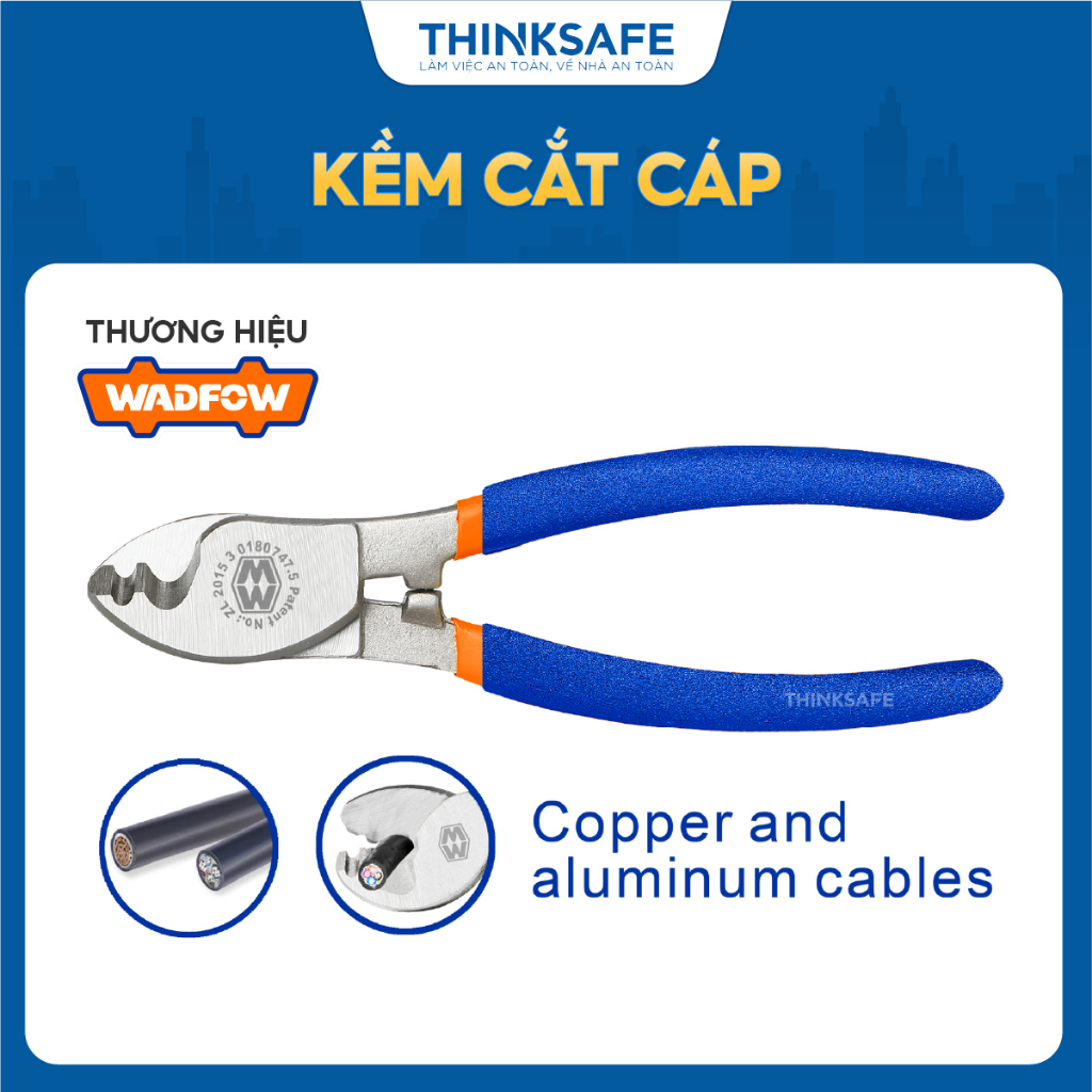 Kềm cắt cáp Wadfow WCT1906 WCT1908 6-8inch làm từ chất liệu thép carbon chất lượng cao được phủ lớp dầu bóng và chống gỉ
