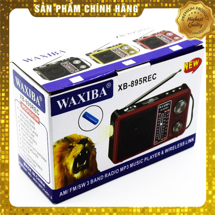 Máy Nghe Nhạc Kiêm Đài Radio Waxiba XB-895REC Tích Hợp Đèn Pin Hỗ Trợ Thẻ Nhớ, USB
