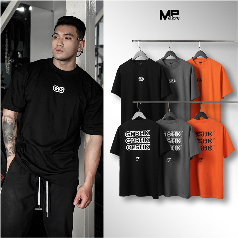 Áo thun thể thao oversize Gym sha.k chữ lưng 100% cotton