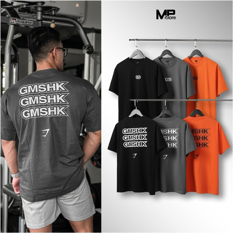 Áo thun thể thao oversize Gym sha.k chữ lưng 100% cotton