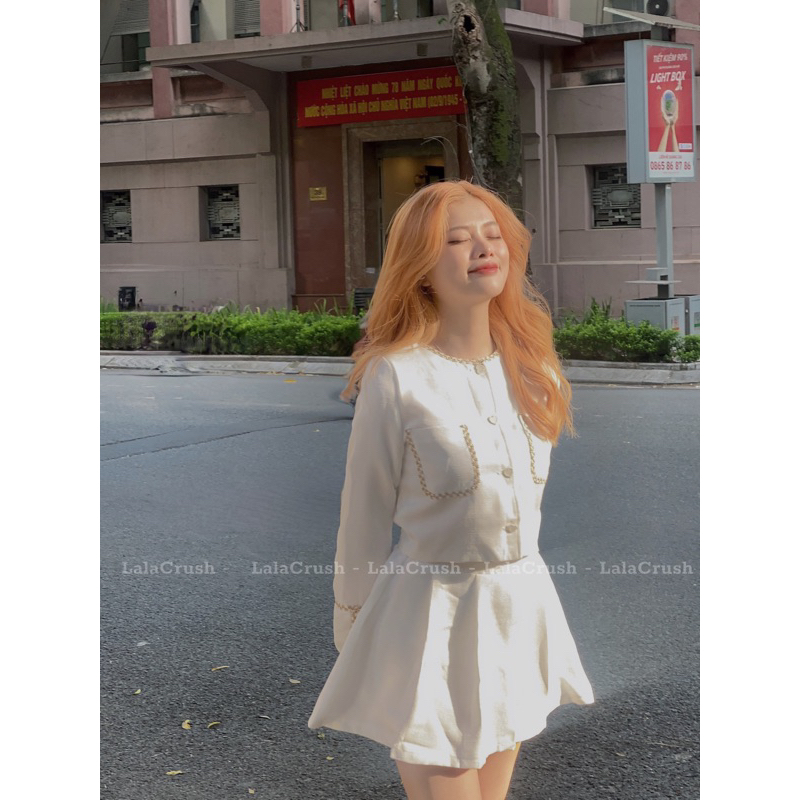 Set áo khoác dạ mix chân váy xếp ly tiệm của mieuu