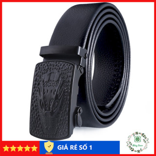 Thắt lưng nam mặt cá sấu, dây nịt nam khóa tự động, dây lưng da mặt kim loại nguyên khối trẻ trung lịch lãm TLCS001