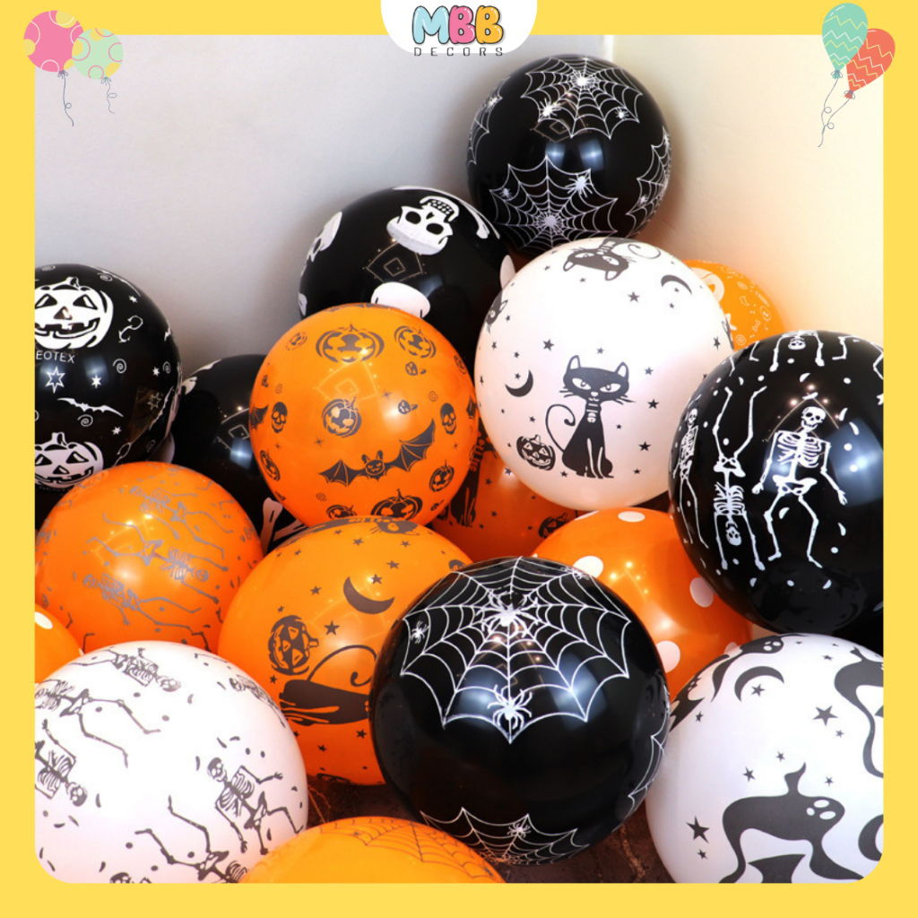 Set 10 Bong Bóng Bay Hoạ Tiết Halloween, Trang Trí Halloween Lễ Hội Hóa Trang 2023 MBBDecor