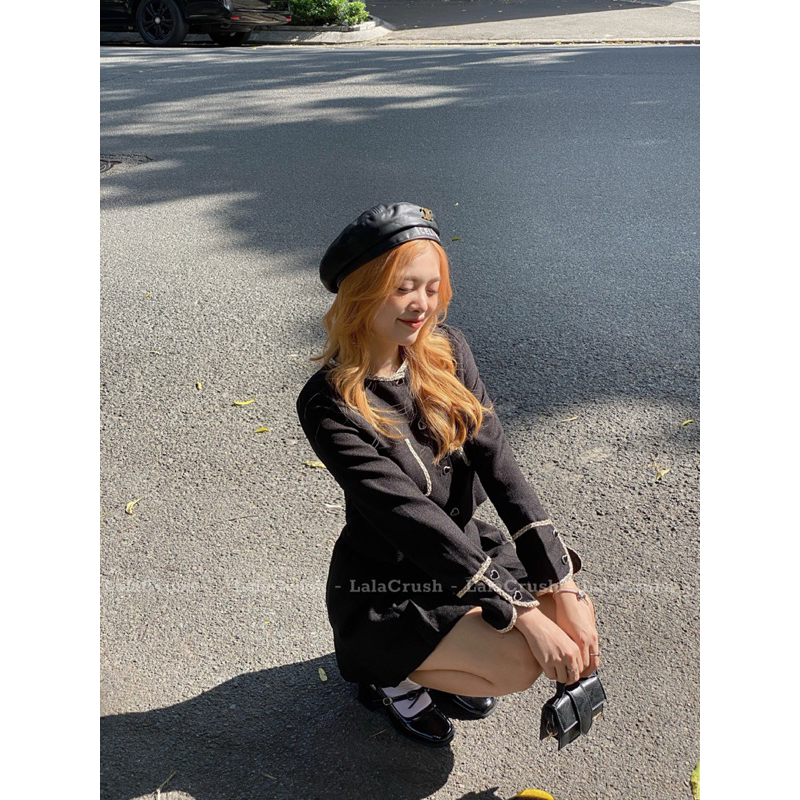 Set áo khoác dạ mix chân váy xếp ly tiệm của mieuu