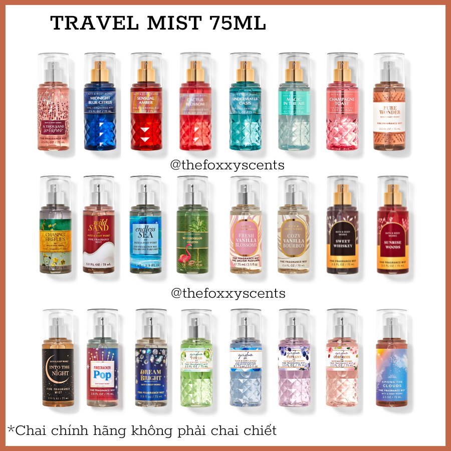 BODY MIST Xịt Thơm Toàn Thân đủ mùi 75mL