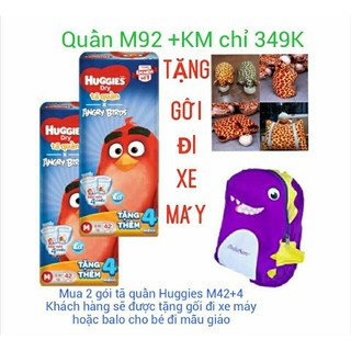 🤗 HCM 🤗 TẶNG GỐI ĐI MÁY 👉 Combo 2 gói tã quần Huggies Angry Birds êm mềm cho bé 6 -11 kg size M42+4=92 miếng