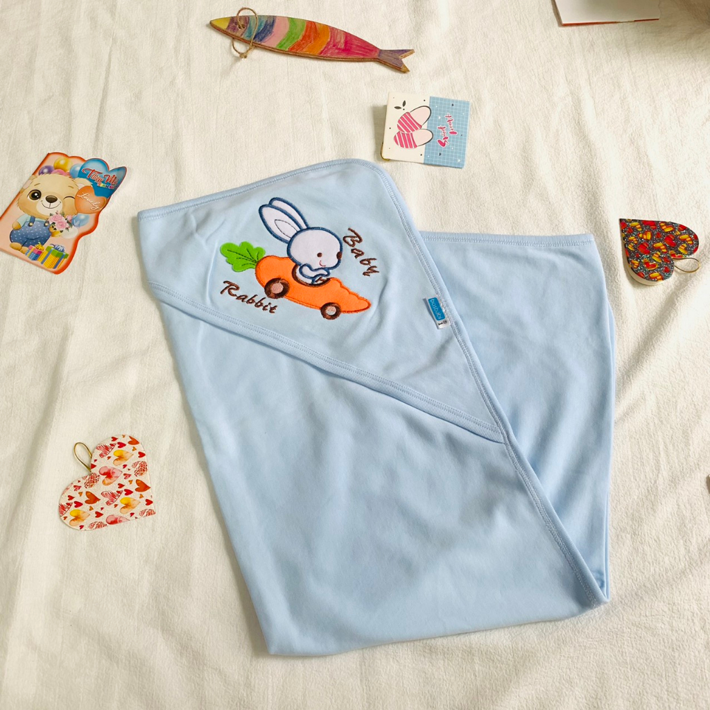 Chăn choàng cotton MTK chăn ủ bé sơ sinh có mũ