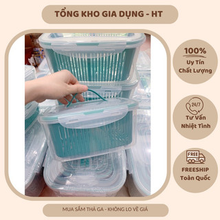 Set 5 hộp đựng thực phẩm đa năng có nắp đậy kèm rổ cao cấp - hộp đựng thực phẩm tủ lạnh an toàn thông minh