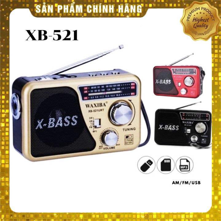 Máy nghe nhạc kiêm đài Radio FM Waxiba XB-521URT- Đài FM 521 có hỗ trợ thẻ nhớ TF và USB có đèn pin