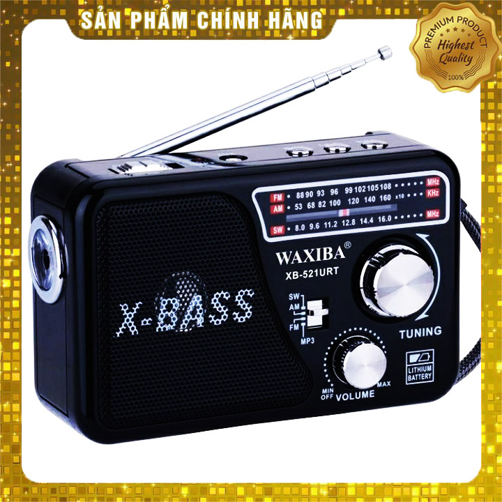 Máy nghe nhạc kiêm đài Radio FM Waxiba XB-521URT- Đài FM 521 có hỗ trợ thẻ nhớ TF và USB có đèn pin